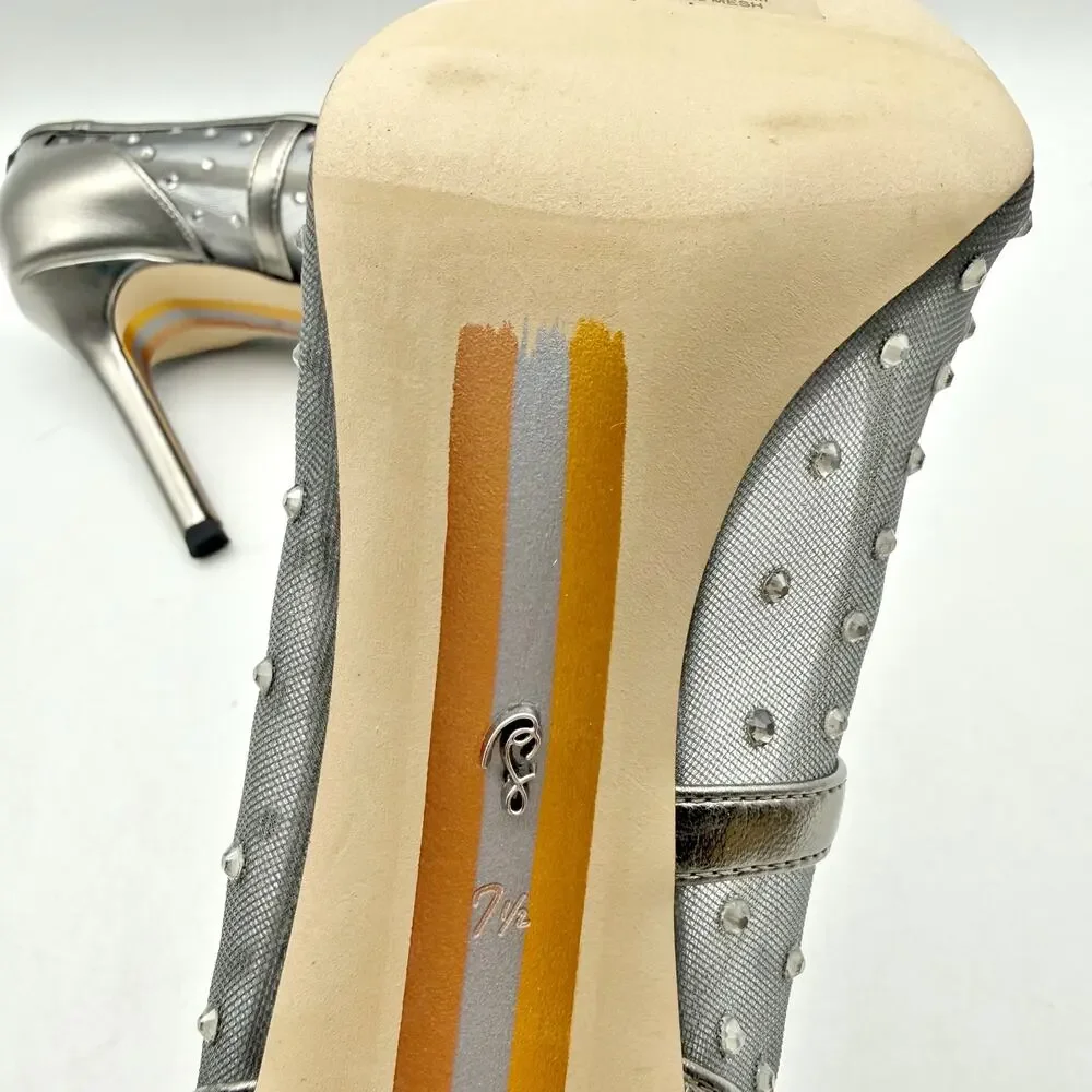 Sam Edelman Womens Hazel Pumps US 7.5 M EU 38 Grey Mesh Stiletto NWOB